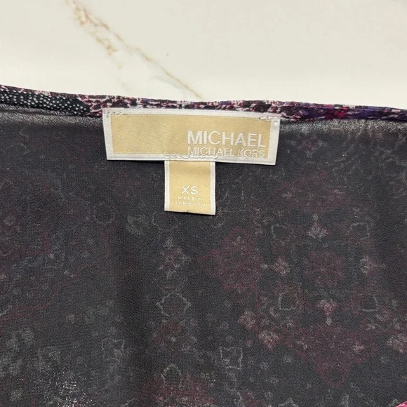 MICHAEL Michael Kors patchwork Georgette smock-waist Floral Long Sleeve Dress - Picture 8 of 14